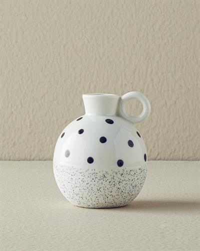 Dotsy Ваза Каменна керамика 9,3x9,1x10,5 см Бял
