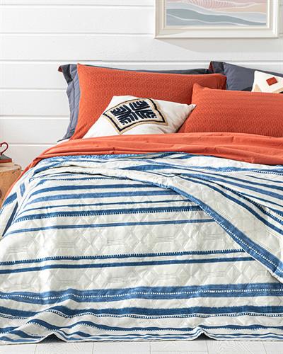 Dotted Stripes Многофункционално По Двоен Размер, Синьо, 200 X 220 Cm