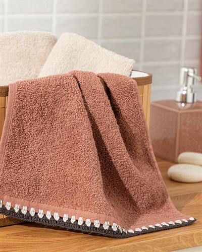 Double Хавлии За Ръце С Крошета, Памучен, Плочка-Бежово-Антрацит, 30 X 40 Cm