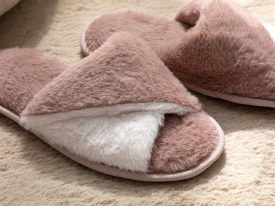 Double Пантофи За Дома Дамски, Плюш, Розово, 36