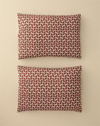 Dynamic Square Калъфка За Възглавница 2 бр. Мек памук с дигитална щампа 50x70 см Бежов - Теракота