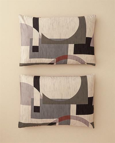 Dynamic Square Калъфка За Възглавница 2 бр. Мек памук с дигитална щампа 50x70 см Бежов - Теракота