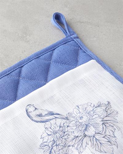 Кухненски Комплект 2 бр. Полиестер 17x30 см+20x20 см Бял - Морскосин