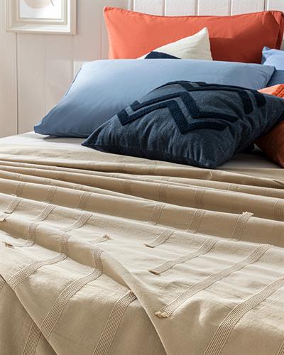 Edge Покривка Двоен Размер, С Жакард, Бежово, 200 X 220 Cm