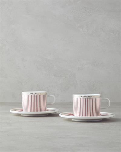 Effect Сервиз За Чай 4 части за 2 души Костен порцелан 200 мл Червен