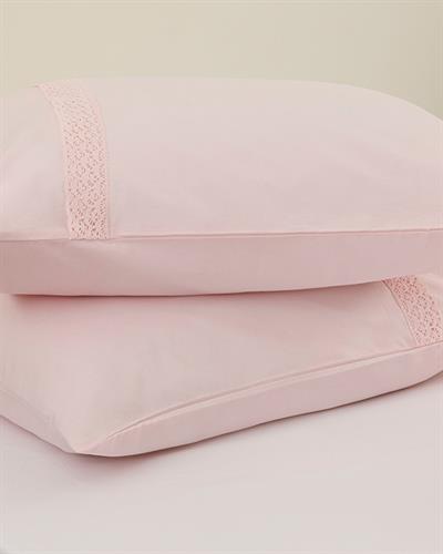 Eggy Калъфка За Възглавница 2 бр. С дантела 50x70 см Розов