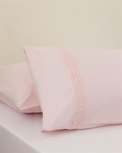 Eggy Калъфка За Възглавница 2 бр. С дантела 50x70 см Розов