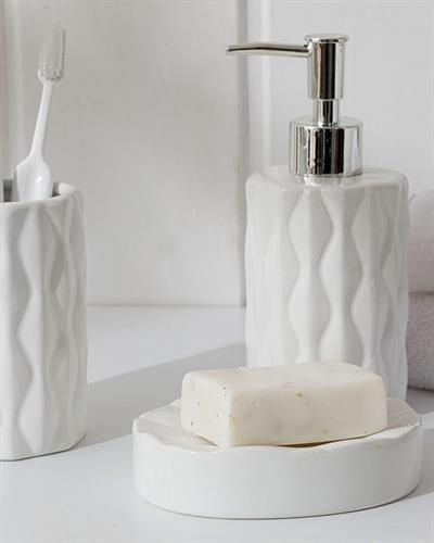 Eidola Комплект За Баня Керамика 7x7x10 cm Бял