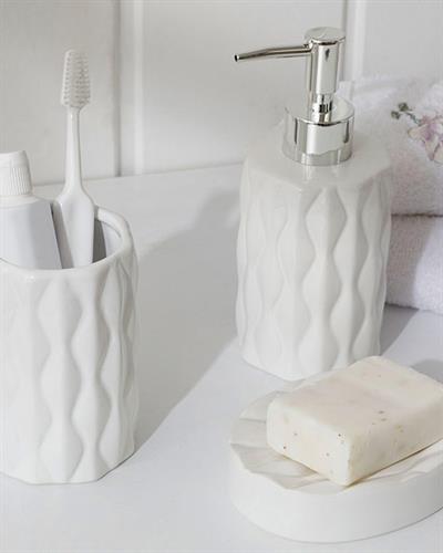 Eidola Комплект За Баня Керамика 7x7x10 cm Бял