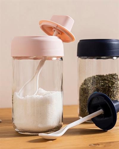 Elanor Съд За Подправки С Лъжичка, Стъкло, Тъмно Синьо, 330 Ml