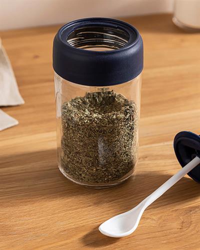 Elanor Съд За Подправки С Лъжичка, Стъкло, Тъмно Синьо, 330 Ml