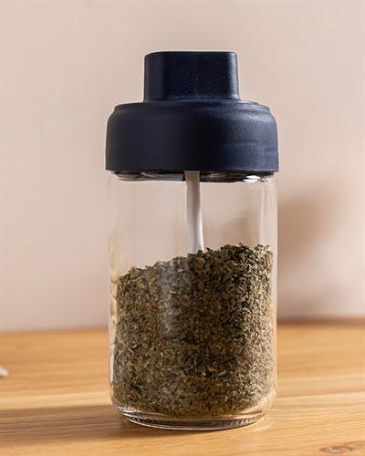 Elanor Съд За Подправки С Лъжичка, Стъкло, Тъмно Синьо, 330 Ml