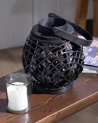 Elegance Bamboo Lantern 19x21cm Black