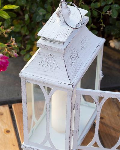 Elegance Wrought Iron Lantern Cream