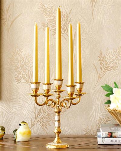 Elegance Свещник с 5 накрайника 8x8x23 см Златен