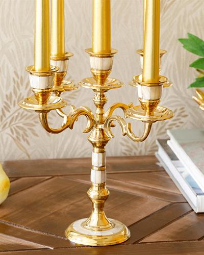 Elegance Свещник с 5 накрайника 8x8x23 см Златен