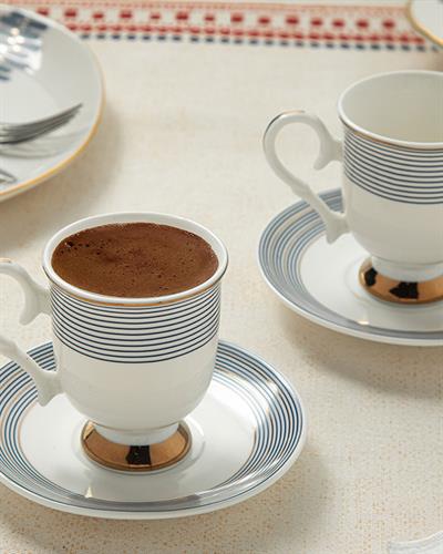 Elegance Deep Сервиз За Кафе 4 Бр. За 2 Души, New Bone, Тъмно Синьо, 80 Ml