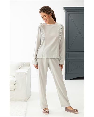 Elegance Viscose Women Pajama Set L Gray