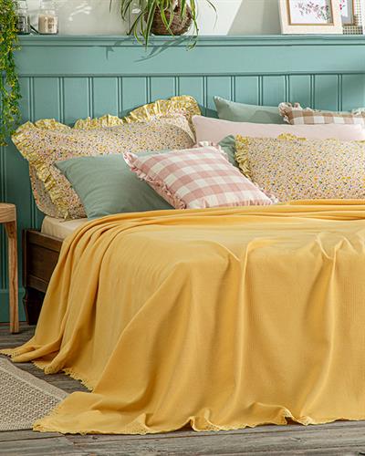 Elegancy Покривка Единичен Размер, Орнаментна Лента, Жълто, 150 X 220 Cm