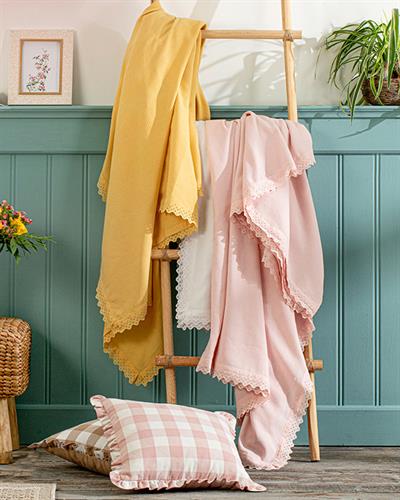 Elegancy Покривка Двоен Размер, Орнаментна Лента, Розово, 200 X 220 Cm