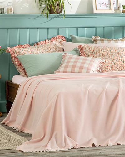 Elegancy Покривка Двоен Размер, Орнаментна Лента, Розово, 200 X 220 Cm