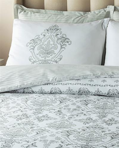 Elegant Crown Спален Комплект Кралски размер Памук Сатен 240x220 см Сребърен