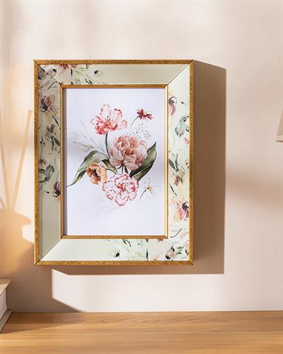 Elegant Flower Рамка Стъкло, Златисто, 15 X 21 Cm