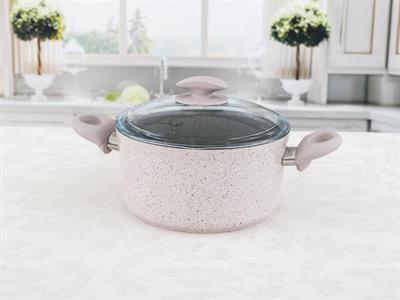 Elena ТЕНДЖЕРА Стъклен с капак Гранит 20 cm Pink