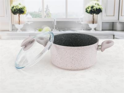 Elena ТЕНДЖЕРА Стъклен с капак Гранит 20 cm Pink