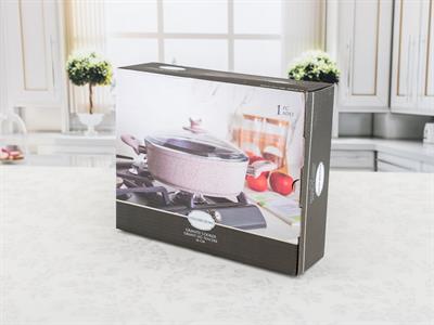 Elena ТЕНДЖЕРА Стъклен с капак Гранит 26 cm Pink