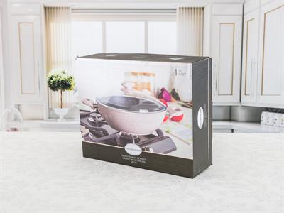 Elena ТЕНДЖЕРА Glass Lid Wok Гранит 28 cm Pink
