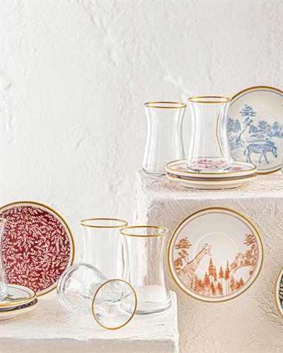 Elephant Сервиз За Чай 12 Бр. За 6 Души, Порцелан, Червено, 160 Ml