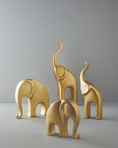 Elephant Фигурка Полирезин 20,2x5,7x20,6 см Златен