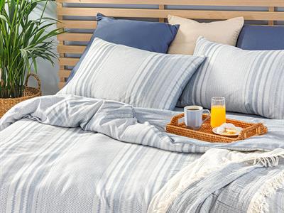 Elite Diamond СПАЛНО БЕЛЬО КОМПЛЕ Единичен Багрени нишки 160x220 cm Морскосин