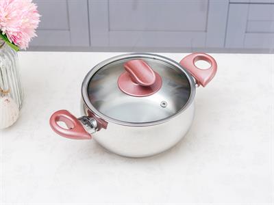 Elves ТЕНДЖЕРА Стъклен с капак Неръждаема стомана 16 cm Gray