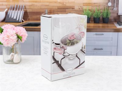 Elves ТЕНДЖЕРА Стъклен с капак Неръждаема стомана 18 cm Gray