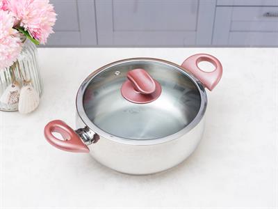 Elves ТЕНДЖЕРА Стъклен с капак Неръждаема стомана 20 cm Gray