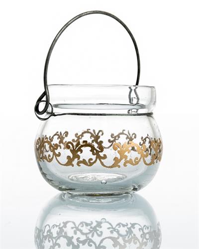 Emerald Gold Свещник Стъкло 7x7x6 cm Прозрачен
