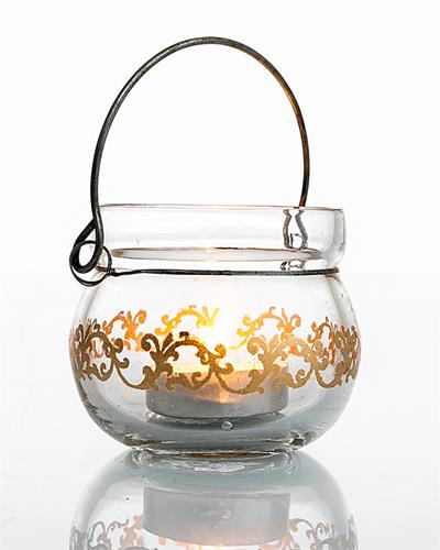 Emerald Gold Свещник Стъкло 7x7x6 cm Прозрачен