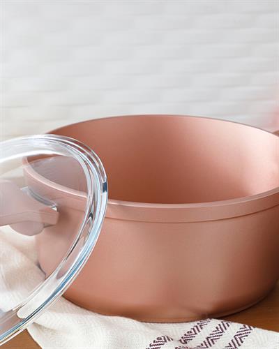 Emma Тенджера Гранит със стъклен капак дълбока 24 см Бронзов