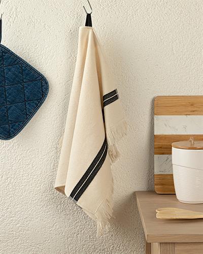 Ena Кърпа За Изсушаване С Пискюли, Памучен, Черно, 40 X 60 Cm