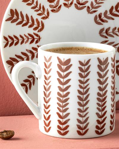 Enda Porcelain 4 Parça 2 Kişilik Coffee Cup Set 80 ml Claret Red