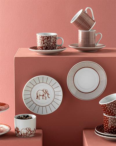 Enda Porcelain 4 Parça 2 Kişilik Coffee Cup Set 80 ml Claret Red