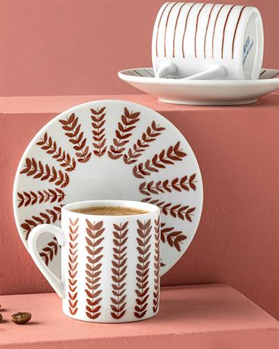 Enda Porcelain 4 Parça 2 Kişilik Coffee Cup Set 80 ml Claret Red