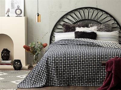 English Home Одеяло Единичен Памучен 150x200 см Бял - Морскосин