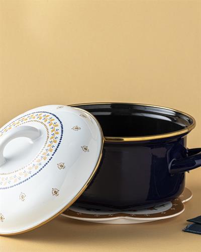 Ethnic Lines Тенджера Емайлиран, Индиго, 16 Cm