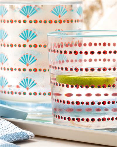 Exotic Art Сервиз За Вода 3 Части, Стъкло, Синьо-Розово, 1260 Ml