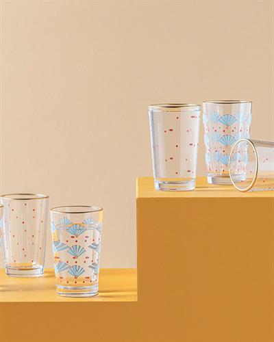 Exotic Art Водна Чаша За Сервиране С Кафе 6 Бр., Стъкло, Синьо-Розово, 110 Ml