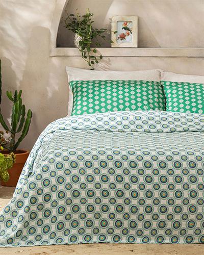 Exotic Circles Пике Двоен Размер, Отпечатан, Тъмно Зелено, 200 X 220 Cm