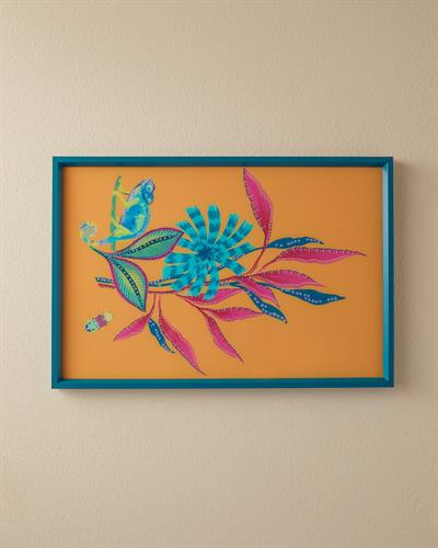 Exotic Flower Декоративен Поднос Стъкло 31x46 см Оранжев